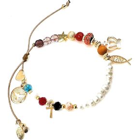 SIFRIMANIA The Most Beautiful Story of Jesus Christ Life Adjustable Charms Beads Bracelet Holiday Gift for Women (Adjustable Cord)