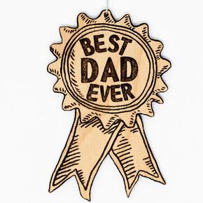 Best Dad Ever Award Ribbon Ornament | Cute Father's Day Gifts for Dad Wood Rear View Mirror Hanging Holiday Decoration in Saudi Arabia