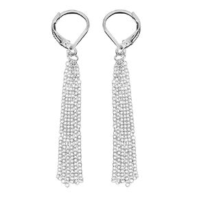 Silver Chain Tassel Leverback Earrings | Sleek Long Sterling Silver Waterfall Fringe Earrings | Lightweight Jewelry For Women in Saudi Arabia