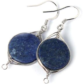 الحجر الطبيعي سلك التفاف استرخى إسقاط أقراط البلاتين مطلي 925 فضة هوك/اللازورد الجولة 16 مللي متر in Kuwait