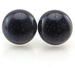 Cabochon Half-Round Earrings on Hypoallergenic Titanium Posts 10mm (Black Agate)