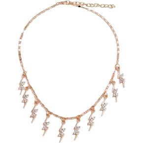 Lightning Necklace for Women Gold Lightning Choker Necklace Flash Choker Necklace for Teen Girls (Gold Crystal) in Saudi Arabia