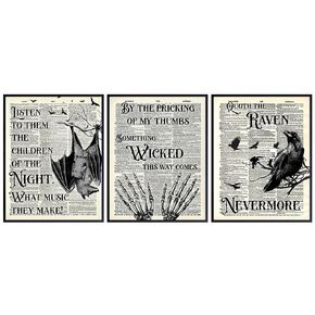Edgar Allan Poe Gothic Raven Quotes 11x14 - Spooky Horror Poster, Witch Supplies, Black magic, Wicca Pagan Gift - Medieval Wall Art, Halloween Decorations, Creepy Print - Wiccan Gothic Home Decor in Saudi Arabia