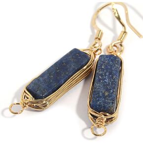 حقيقية الأحجار الكريمة الطبيعية سلك التفاف استرخى إسقاط أقراط مطلية بالذهب 925 فضة هوك/اللازورد 14 مللي متر بار in Kuwait