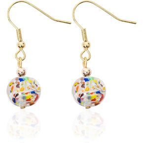 Authentic Murano Glass Stainless Steel Dangle Earrings - Murano Glass Hand Made In Italy - beaded earrings - Hand Blown Glass in Saudi Arabia