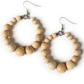 Wood Bead Hoop Earrings for Women (Bright Turquoise) in Saudi Arabia