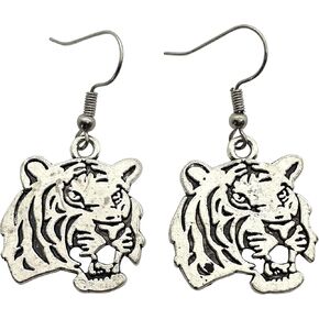 Tiger Earrings - Charm Jewelry for Women, School Spirit Mascot Gift for Her