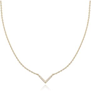 قلادة من الذهب عيار 14 قيراط على شكل حرف V | قلادة مجوهرات مثلث شيفرون | قلادة من الذهب على شكل حرف V مع زركونيا مكعبة | مجوهرات هندسية على شكل حرف V | قلادة داينتي شيفرون عيار 18 قيراط | هدية لها in Kuwait