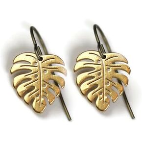 Dainty Dangle Earrings for Women, Pure Implant Grade Titanium Hooks (12mm Tiny Brass Teardrop)