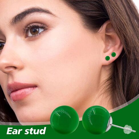 VDKIDKT Natural Green& Black Stripe Agate Earrings for Women, Gemstone Post Stud Earrings, 8mm Handmade Natural Stone Earrings Studs for Girls (Green& Black Stripe Agate) in Saudi Arabia
