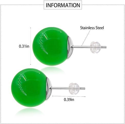 VDKIDKT Natural Green& Black Stripe Agate Earrings for Women, Gemstone Post Stud Earrings, 8mm Handmade Natural Stone Earrings Studs for Girls (Green& Black Stripe Agate) in Saudi Arabia