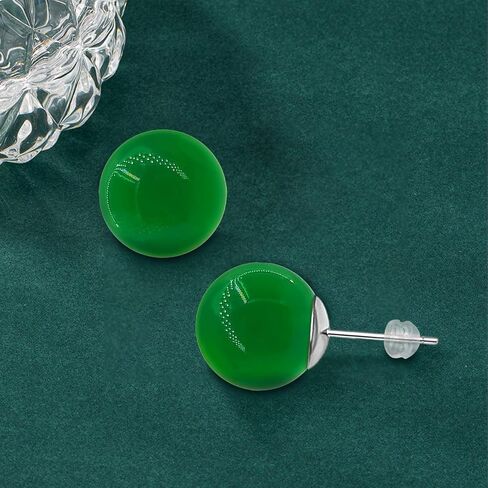 VDKIDKT Natural Green& Black Stripe Agate Earrings for Women, Gemstone Post Stud Earrings, 8mm Handmade Natural Stone Earrings Studs for Girls (Green& Black Stripe Agate) in Saudi Arabia