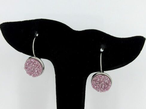 Summerfield Collection Stainless Steel Lilac Glitter Faux Druzy Stone Lever-back Drop Earrings 12mm in Saudi Arabia