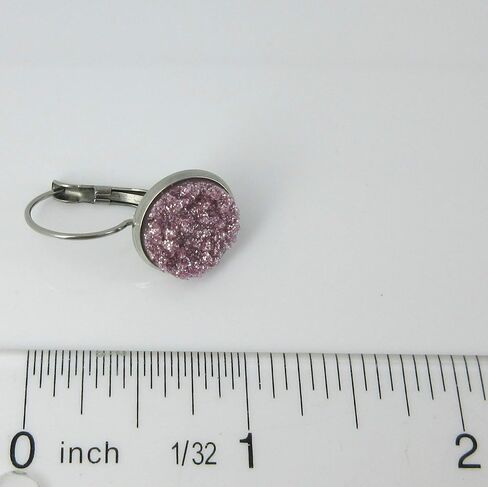Summerfield Collection Stainless Steel Lilac Glitter Faux Druzy Stone Lever-back Drop Earrings 12mm in Saudi Arabia