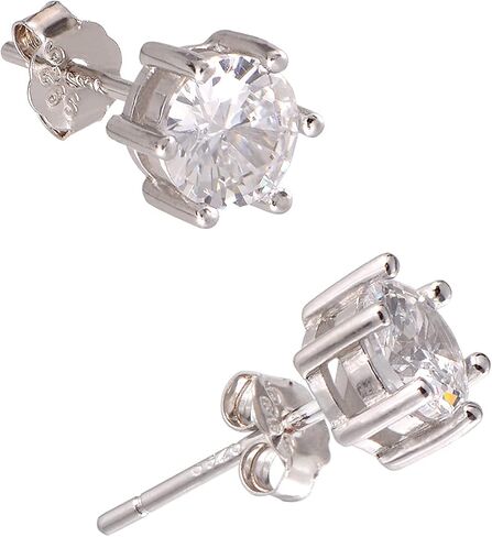 5MM Sterling Silver Cubic Zirconia Black Diamond Studs Earrings Post Backs, Black Rhodium Plating in Saudi Arabia