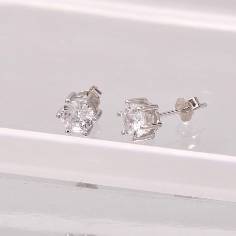 5MM Sterling Silver Cubic Zirconia Black Diamond Studs Earrings Post Backs, Black Rhodium Plating in Saudi Arabia