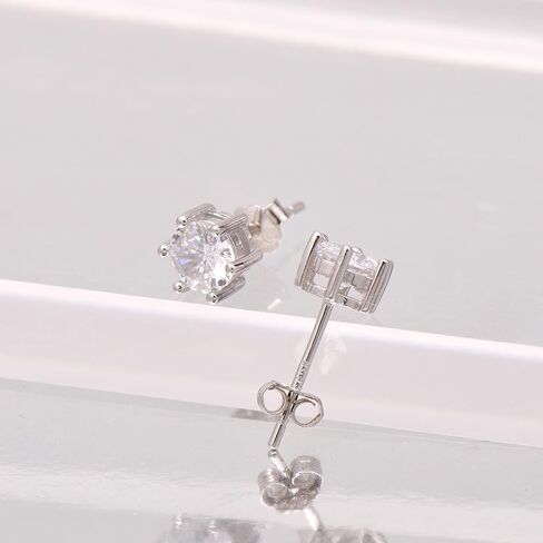 5MM Sterling Silver Cubic Zirconia Black Diamond Studs Earrings Post Backs, Black Rhodium Plating in Saudi Arabia