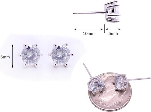 5MM Sterling Silver Cubic Zirconia Black Diamond Studs Earrings Post Backs, Black Rhodium Plating in Saudi Arabia