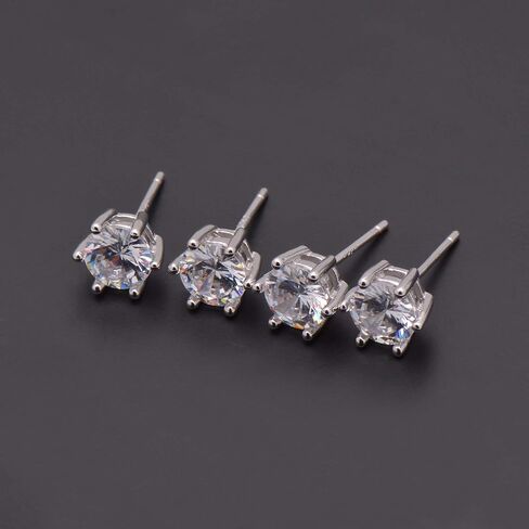 5MM Sterling Silver Cubic Zirconia Black Diamond Studs Earrings Post Backs, Black Rhodium Plating in Saudi Arabia