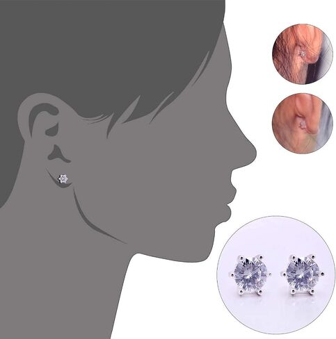 5MM Sterling Silver Cubic Zirconia Black Diamond Studs Earrings Post Backs, Black Rhodium Plating in Saudi Arabia