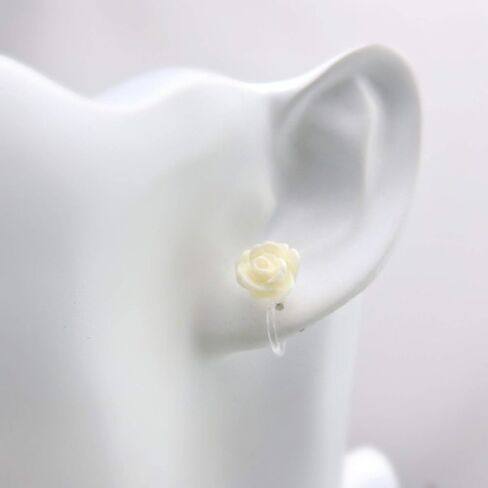 Invisible Clip On 9mm Rose Earrings for Non-pierced Ears Metal Free (Red) in Saudi Arabia