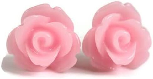 Invisible Clip On 9mm Rose Earrings for Non-pierced Ears Metal Free (Red) in Saudi Arabia