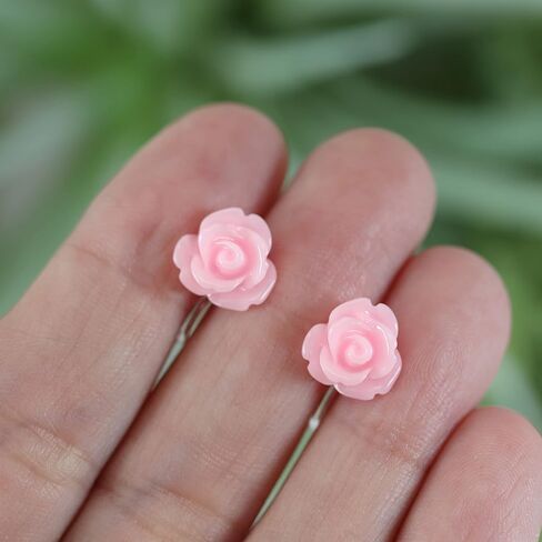 Invisible Clip On 9mm Rose Earrings for Non-pierced Ears Metal Free (Red) in Saudi Arabia