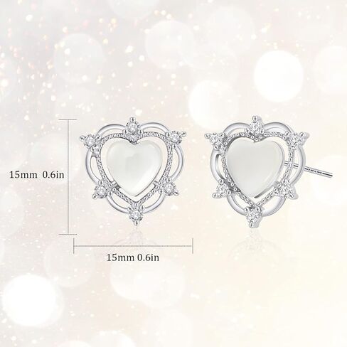 Opal Heart Stud Earrings 925 Sterling Silver Earrings Hypoallergenic Heart Shaped Earrings Handmade Earrings Opal Earrings for Women Trendy in Saudi Arabia