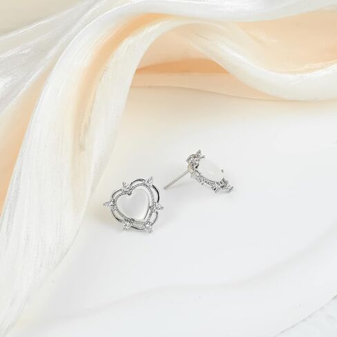 Opal Heart Stud Earrings 925 Sterling Silver Earrings Hypoallergenic Heart Shaped Earrings Handmade Earrings Opal Earrings for Women Trendy in Saudi Arabia