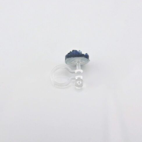 Invisible Clip On Faux Druzy Earrings for Non-Pierced Ears 8mm (Aqua Iridescent) in Saudi Arabia