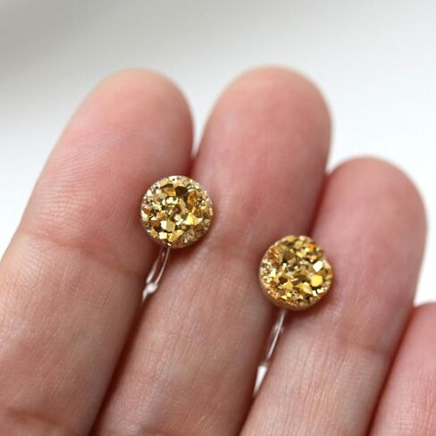 مشبك ذكي غير مرئي على أقراط Druzy الصناعية للأذنين غير المثقوبة مقاس 8 مم (رمادي معدني) in Kuwait