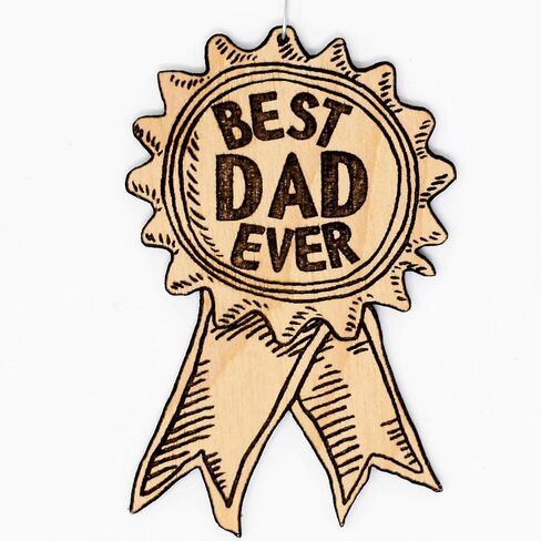 Best Dad Ever Award Ribbon Ornament | Cute Father's Day Gifts for Dad Wood Rear View Mirror Hanging Holiday Decoration in Saudi Arabia