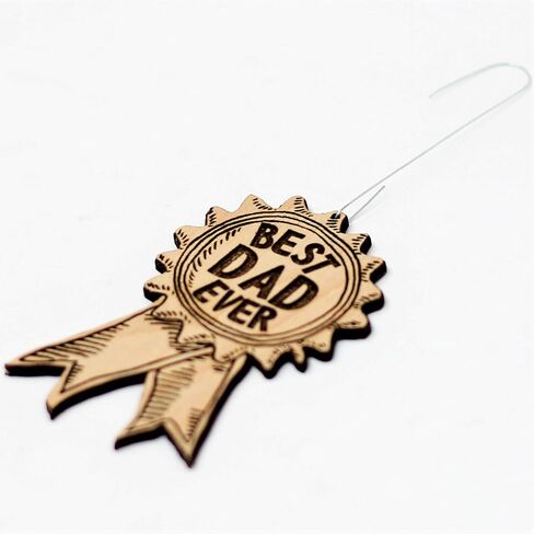 Best Dad Ever Award Ribbon Ornament | Cute Father's Day Gifts for Dad Wood Rear View Mirror Hanging Holiday Decoration in Saudi Arabia