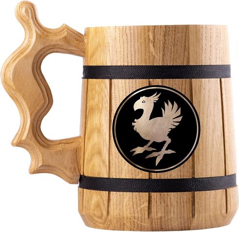 FF Chocobo Beer Stein, FF Wooden Beer Mug, 22 oz, Engraved Beer Tankard, Gift for Gamer, Groomsmen Gift, Gift for Him, Boyfriend Gift in Saudi Arabia