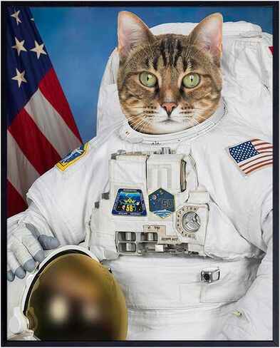 Cat Astronaut - Cat Wall Decor - Astronaut Decor - Space Wall Decor - Space Wall Art - NASA Wall Decor - Funny Cat Wall Art Poster - Cute Cat Home Decor - Cat Themed Gifts in Saudi Arabia