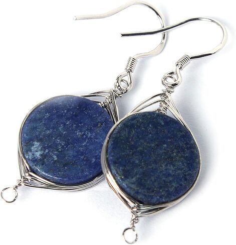 الحجر الطبيعي سلك التفاف استرخى إسقاط أقراط البلاتين مطلي 925 فضة هوك/اللازورد الجولة 16 مللي متر in Kuwait