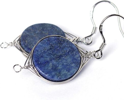 الحجر الطبيعي سلك التفاف استرخى إسقاط أقراط البلاتين مطلي 925 فضة هوك/اللازورد الجولة 16 مللي متر in Kuwait