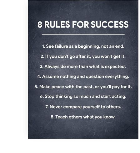 8 قواعد للنجاح صور جدارية ملهمة لديكور غرفة المعيشة، ديكور جدار بوهو لغرفة النوم، ديكور جداري فني على شكل زهور للمنزل، ديكورات حائط المكتب للعمل، غير مؤطرة - 8 × 10 in Saudi Arabia