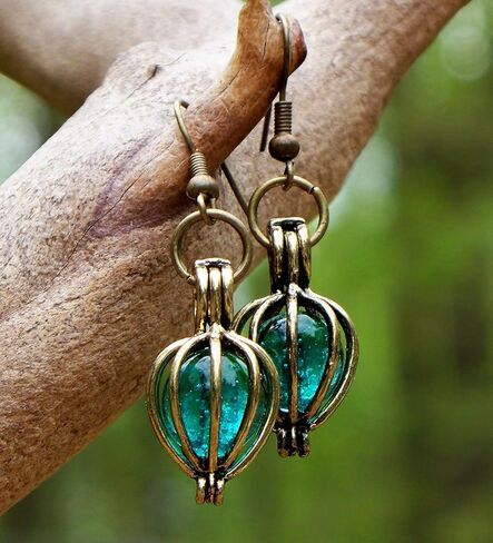 Recycled Vintage Mason Jar Brass Drop Earrings in Kuwait