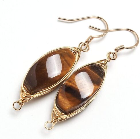 أقراط متدلية من الأسلاك المصنوعة من الحجر الطبيعي مطلية بالذهب عيار 925 من الفضة الإسترليني/عين النمر in Kuwait