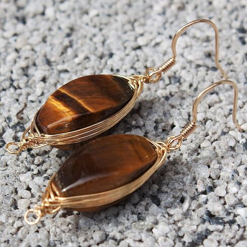 أقراط متدلية من الأسلاك المصنوعة من الحجر الطبيعي مطلية بالذهب عيار 925 من الفضة الإسترليني/عين النمر in Kuwait