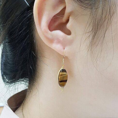 أقراط متدلية من الأسلاك المصنوعة من الحجر الطبيعي مطلية بالذهب عيار 925 من الفضة الإسترليني/عين النمر in Kuwait