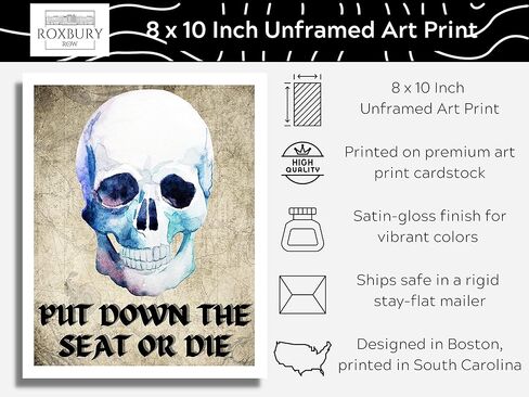 Roxbury Row Halloween ديكور الحمام، ديكور الهيكل العظمي، دع هذا القرف يذهب، ديكور الحمام زن، ديكور الحمام الفريد، مخيف، زاحف، فن الجدار القوطي، علامات الحمام مضحك in Kuwait