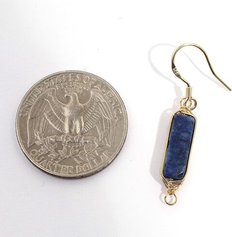 حقيقية الأحجار الكريمة الطبيعية سلك التفاف استرخى إسقاط أقراط مطلية بالذهب 925 فضة هوك/اللازورد 14 مللي متر بار in Kuwait