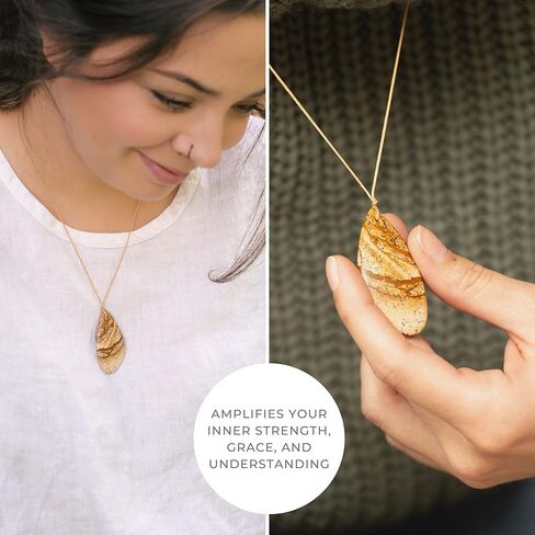 قلادة ملهمة من SoulKu Touchstone، مجوهرات تحفيزية مصنوعة يدويًا، سلك بطول قابل للتعديل، قلادة قلادة شفاء للنساء (المرونة، يشب الصورة) in Kuwait