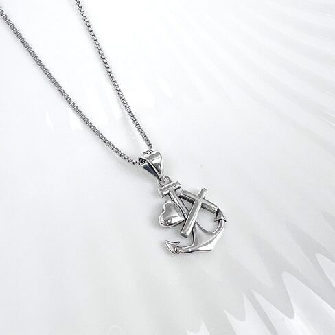 Tiny and Dainty Sterling Silver Faith Hope and Love Necklace, Silver Anchor Cross and Heart Necklace, Confirmation Gift Necklace, Goddaughter Gift (16 inches plus 2-inch extender) in Kuwait
