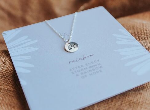 Rainbow Necklace - Dainty Sterling Silver Rainbow Necklace - Rainbow Baby Necklace - Gift after Miscarriage in Saudi Arabia