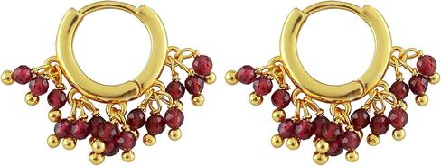Natural Amethyst Beads Hoop Earring Amethyst Earrings for Women Gold Plated Handmade Jewelry, Gift For Her (Amethyst) in Saudi Arabia
