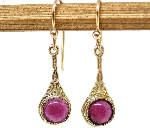 Garnet Earrings, 14k Gold plating drop dangle earrings, Red stone earrings, Victorian earrings, Dainty gold Earrings for women, Boho earrings, Gold Garnet dangle earrings, Everyday earrings in Saudi Arabia