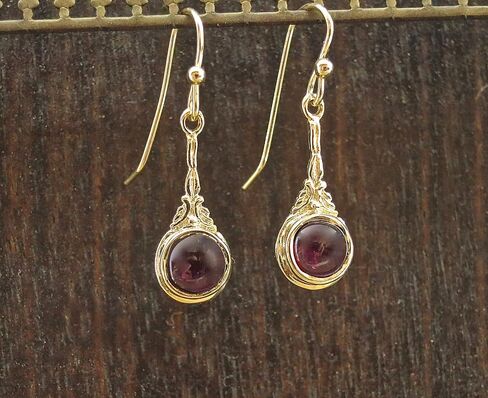 Garnet Earrings, 14k Gold plating drop dangle earrings, Red stone earrings, Victorian earrings, Dainty gold Earrings for women, Boho earrings, Gold Garnet dangle earrings, Everyday earrings in Saudi Arabia